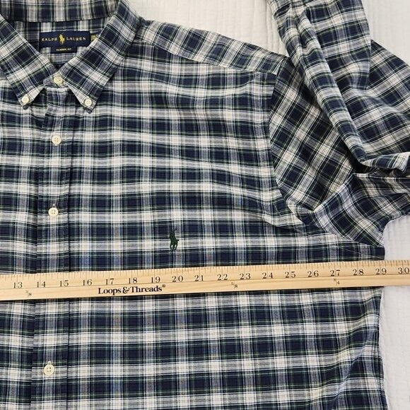 Ralph Lauren Flannel Shirt Men's 2XLT Button Down Classic Fit Green Plaid EUC LN - Picture 11 of 16